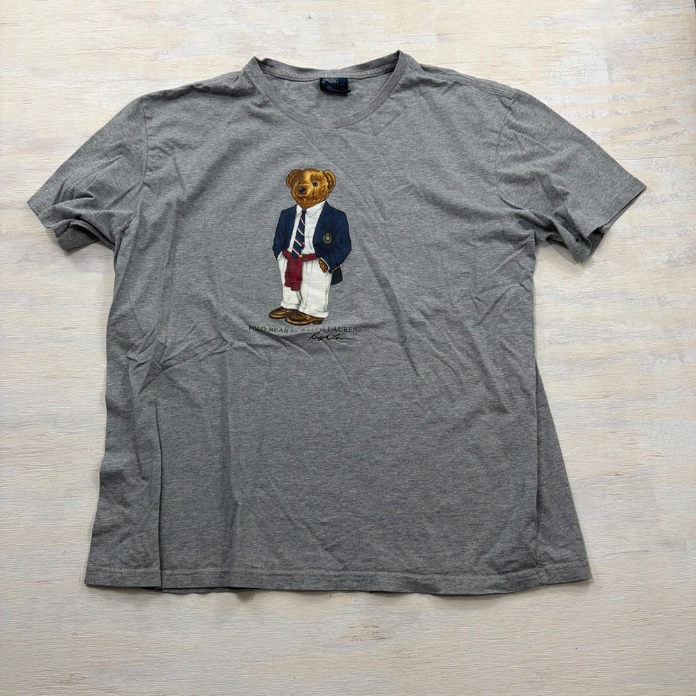 Polo Ralph Lauren T-Shirt Polo Bear Graphic XL Grey Heather Mens Short Sleeve